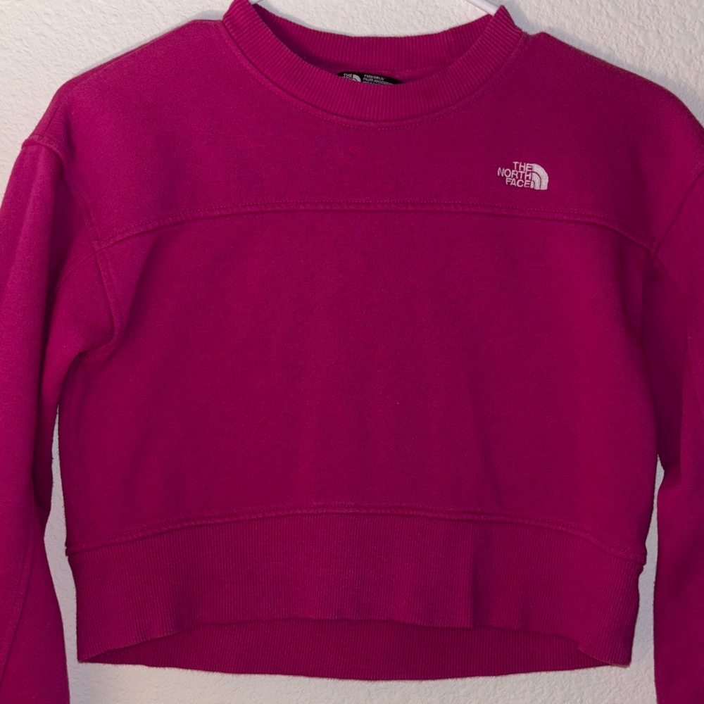 Girls pink North Face Fuchsia Sweatshirt (size10 Medium)